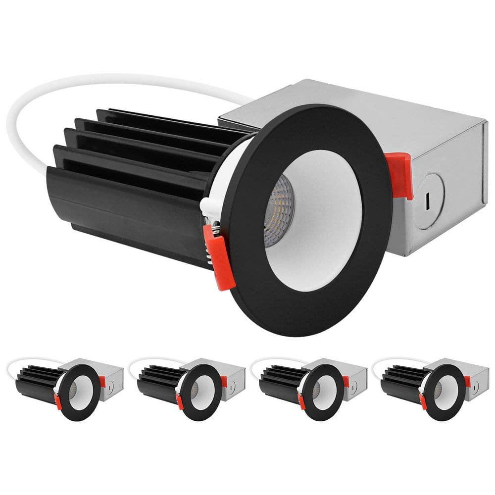 2 in. Integrated LED Recessed Canless Light with Black Interchangeable Trim, 5CCT, 1000LM, 15W, CRI80, Dimmable 4-Pack price history on PriceWatchPro
