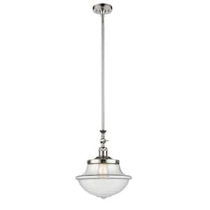 Oxford 60-Watt 1 Light Polished Nickel Shaded Mini Pendant Light with Clear Glass Shade