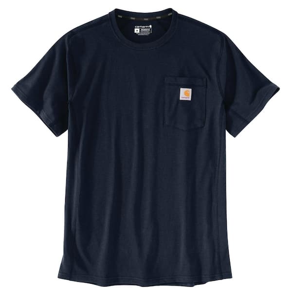 Carhartt Men's XX-Large Tall Navy Cotton/Polyester Force Relaxed Fit Midweight Short Sleeve Pocket T-Shirt