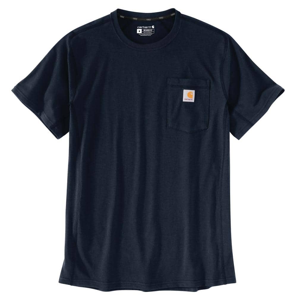 Carhartt Men's Large Navy Cotton/Polyester Force Relaxed Fit Midweight ...