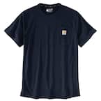 Men's Large Tall Navy Cotton/Polyester Force Relaxed Fit Midweight Short Sleeve Pocket T-Shirt