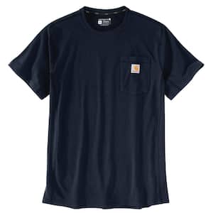 Men's X-Large Navy Cotton/Polyester Force Relaxed Fit Midweight Short Sleeve Pocket T-Shirt