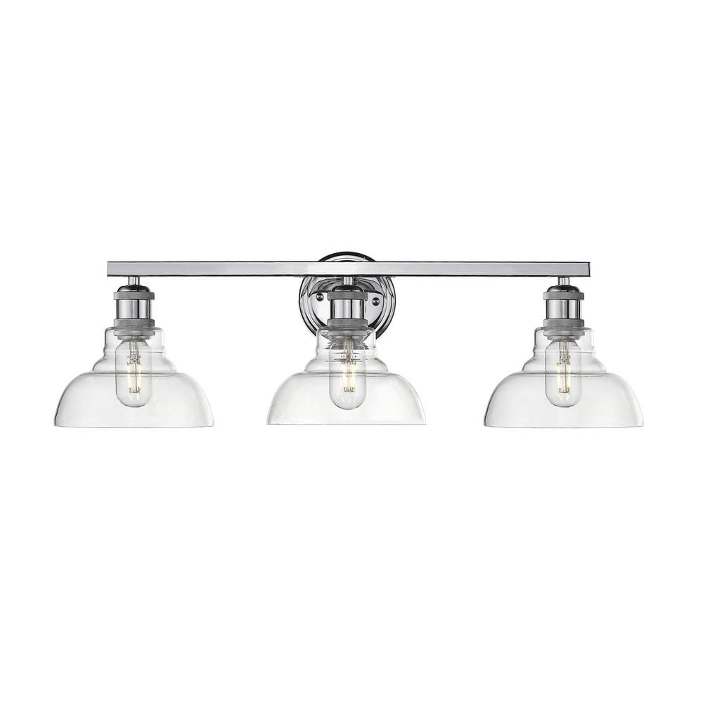 Carver 3-Light Silver Vanity Light with Clear Glass Shades