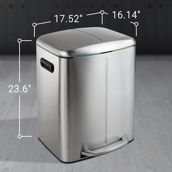 happimess 7.9-Gallons Stainless Steel Kitchen Trash Can with Lid Outdoor in  the Trash Cans department at