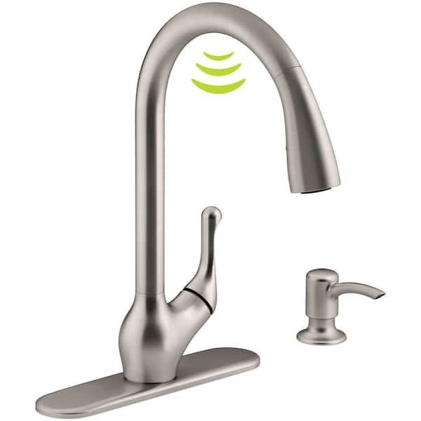 KOHLER Barossa with Response Touchless Technology Single-Handle Pull-Down Sprayer Kitchen Faucet in Vibrant Stainless