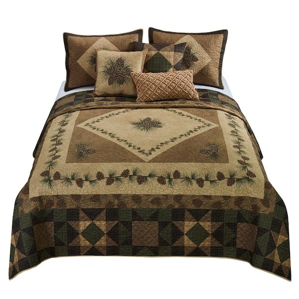DONNA SHARP Antique Pine UCC 3-Piece Multi Color Polyester Queen Quilt Set