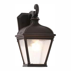 Malford 13 in. Dark Rubbed Bronze Outdoor Wall Lantern Sconce