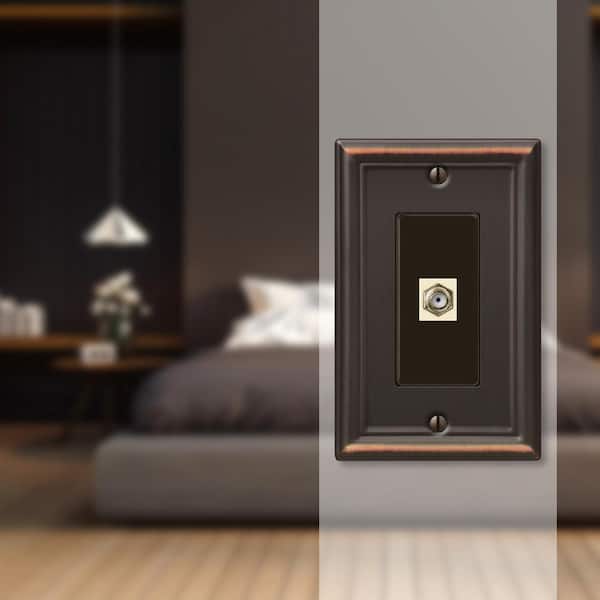 Ascher 1 Gang Coax Steel Wall Plate - Aged Bronze