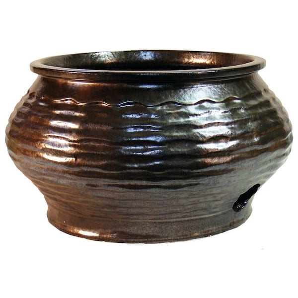 Trendspot 19 in. Wave Ceramic Hose Pot, Cola