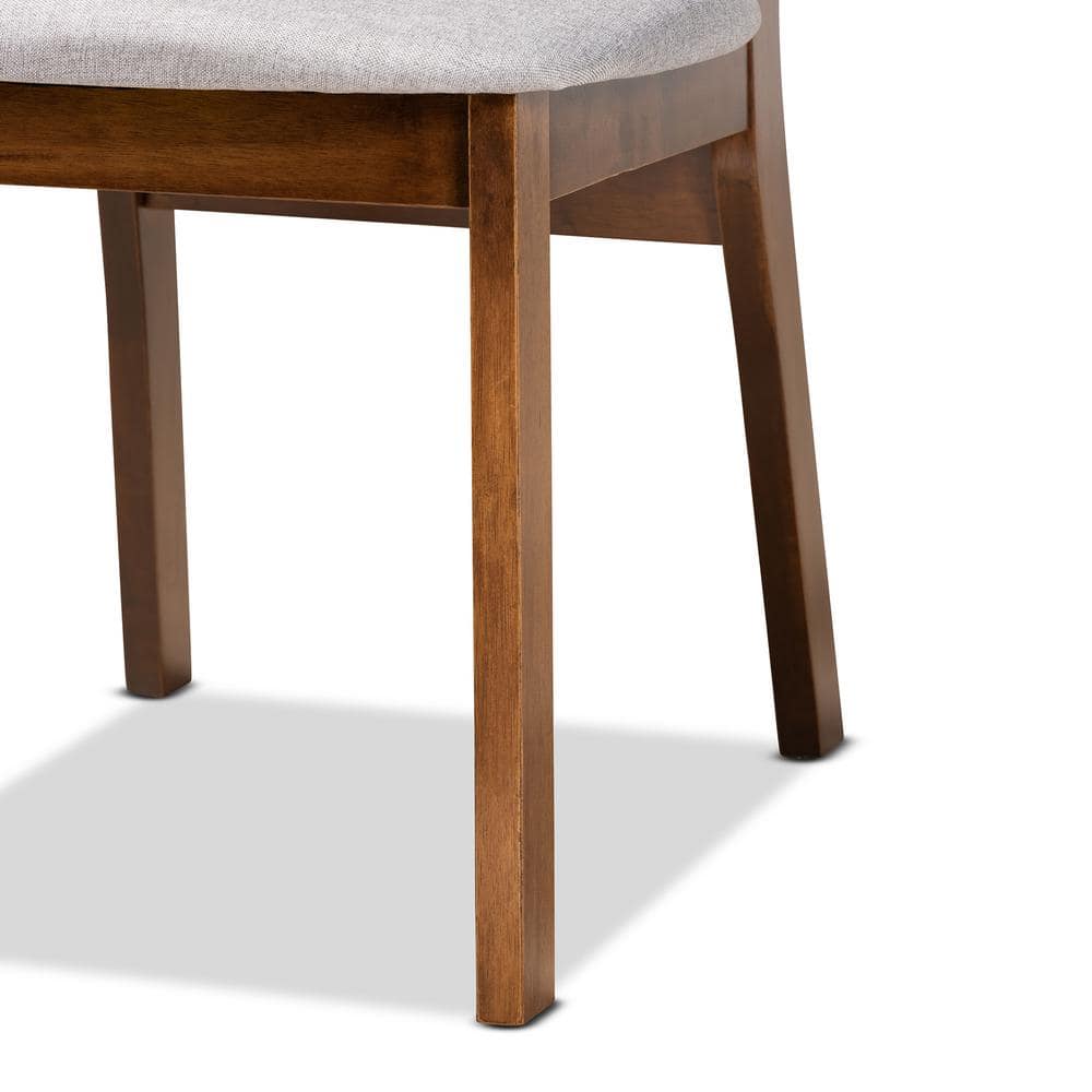 Damara Gray and Walnut Brown Fabric Upholstered Dining Chair Set