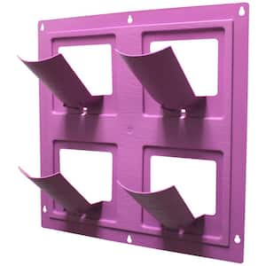 WallFlowers 17 in. Square Resin Living Wall Hanging Flower Planter in Radiant Orchid Purple (4-Pot)