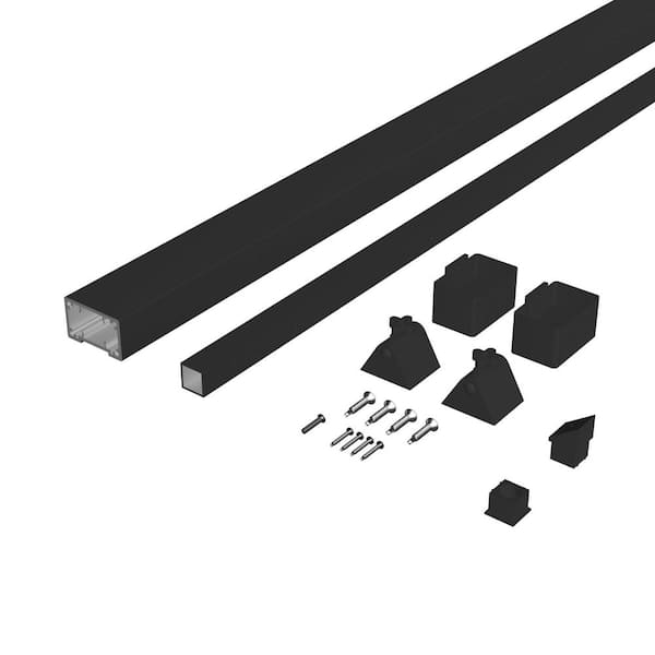 Cable Rail 6 ft. Textured Black Aluminum Rectangular Stair Top Rail for Cable Railing System