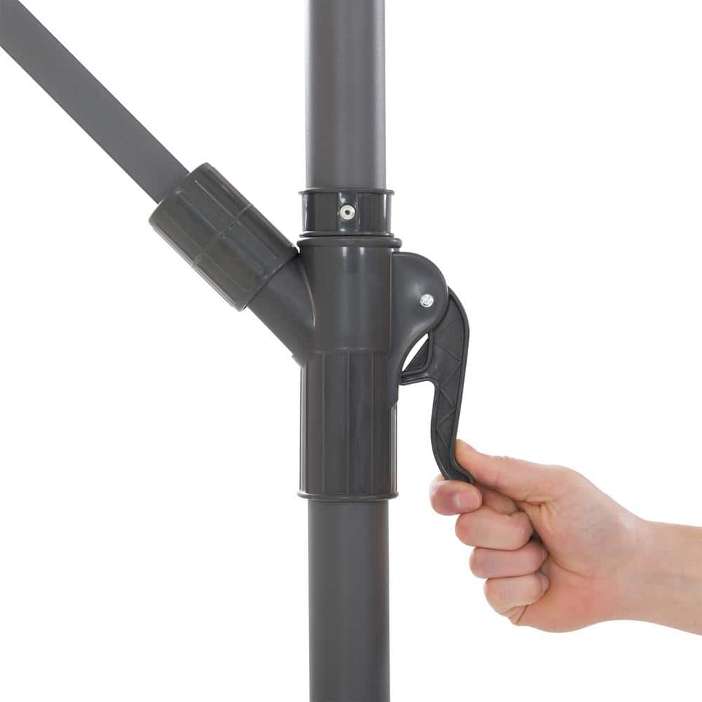 9.5' Red UV Resistant Offset Tilting Patio Umbrella with Steel Frame
