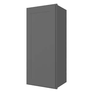15 in. W x 12 in. D x 30 in. H in Shaker Gray Plywood Ready to Assemble Wall Cabinet 1-Door 2-Shelves Kitchen Cabinet
