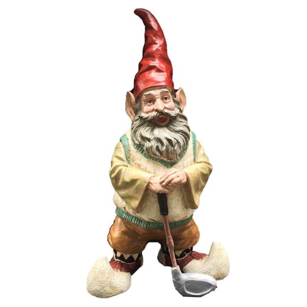 Toad Hollow 21 in. Golfer Gnome Holding Golf Club Collectible Statue