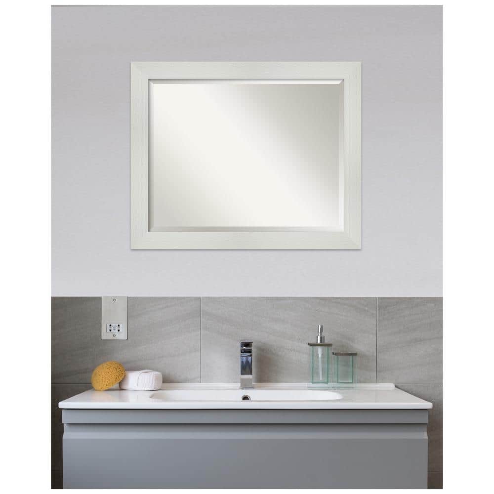 Elegant Mosaic White Wood Framed 26.5" Vanity Mirror