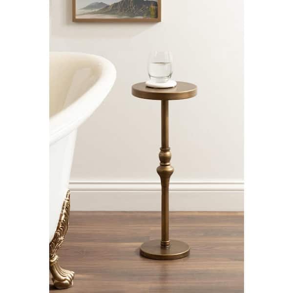 Kate and Laurel Stratton 9 in. Gold Round Metal End Table