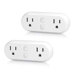 1 in. White Smart Plug Lamp Socket Holder Outlet (2-Pack) WiFi Devices Extender Dual Socket Plugs Works with Alexa