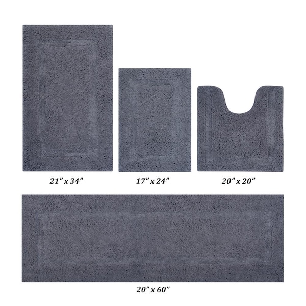 Better Trends Lux Collection Gray 100% Cotton 4-Piece Bath Rug Set