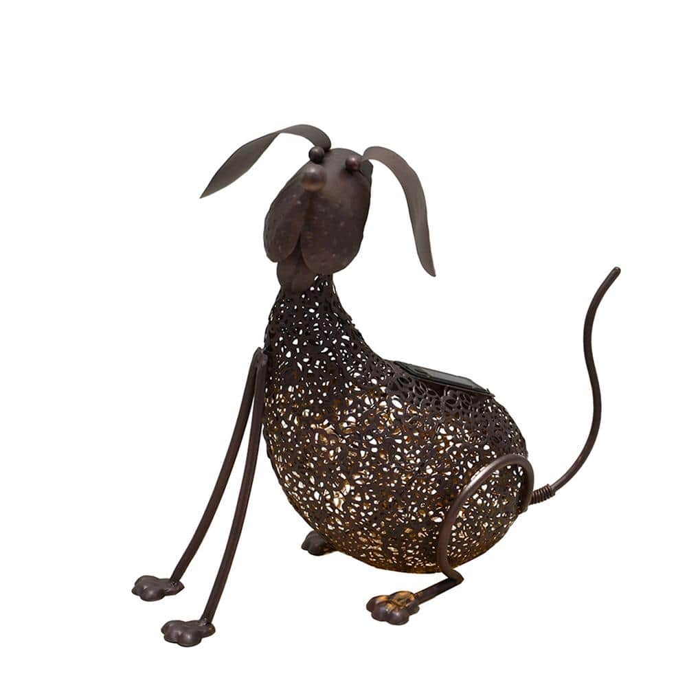 14.2 in. Steel Indoor/Outdoor Animal Garden Dog Metal Puppy Sculpture Statu