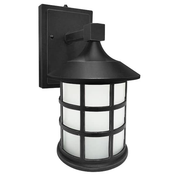 Sunlite 12 in. Black Integrated LED Hardwired Circular Outdoor Wall Lantern Selectable CCT