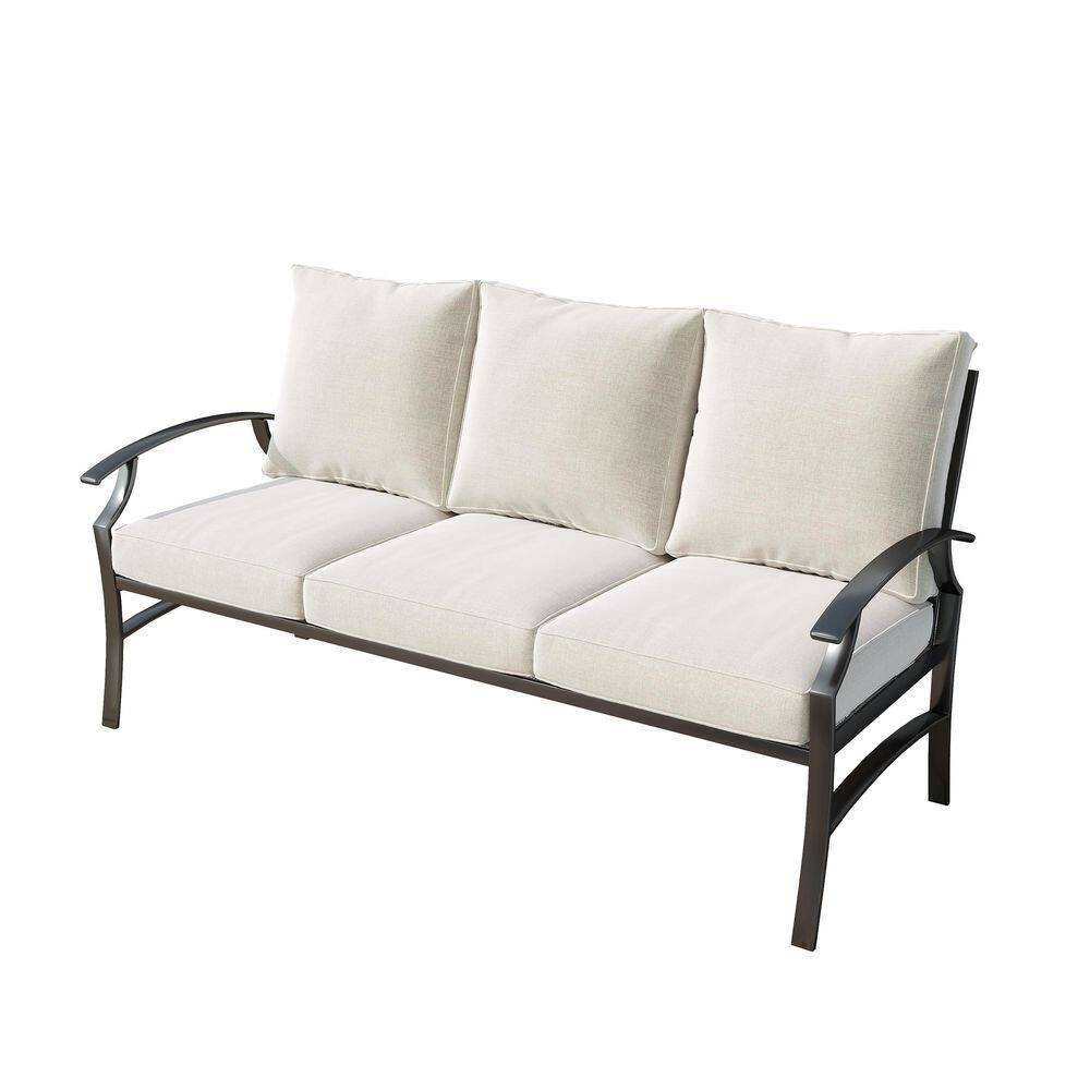 3-Seat Metal Outdoor Patio Sofa Sectional Couch with Beige Cushions price history on PriceWatchPro