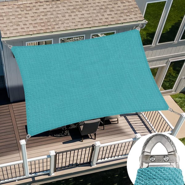 24 ft. x 24 ft. Turquoise Square Heavy Weight Sun Shade Sail with A Ring Steel Wire and UV Blockage
