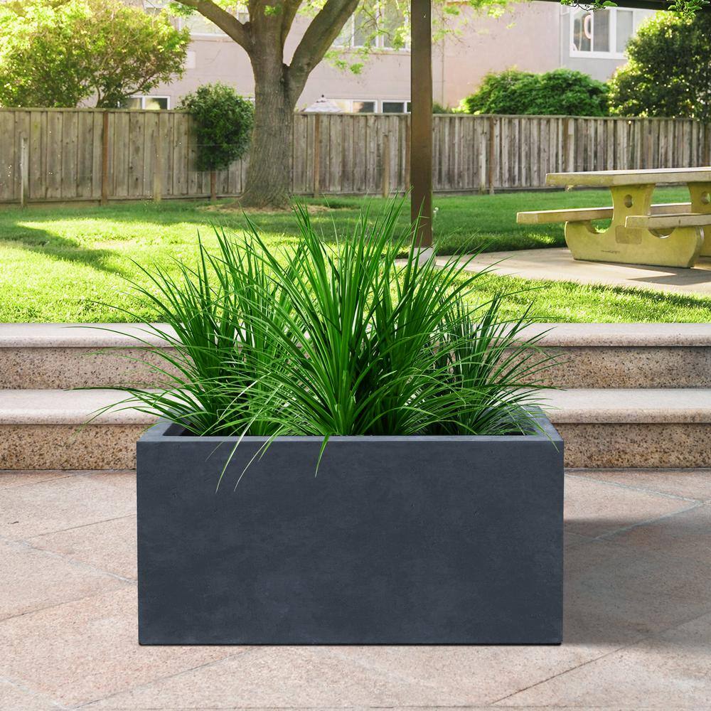 Sapcrete 23 in. L Concrete Lightweight Planters, Classic Rectangular Plant Pots with Drainage