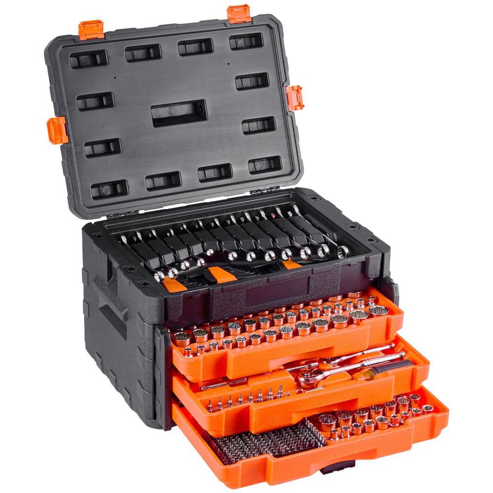 VEVOR Mechanics Tool & Socket Set, 450 Pcs, 1/4,3/8 and 1/2 in. Drive ...