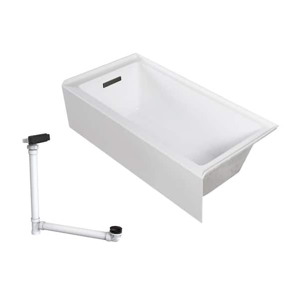 Unity 60 in. x 32 in. Soaking Bathtub with Left Drain in White/Matte Black