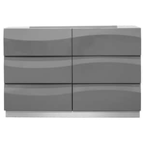 Leon 6-Drawer Gray Modern Dresser 32 in. H x 47 in. W x 18 in. D
