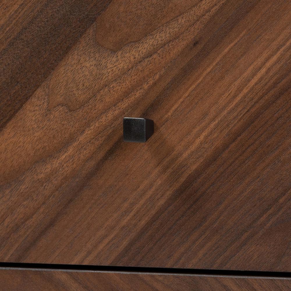 Walnut Brown Mid-Century Modern 2-Drawer Nightstand
