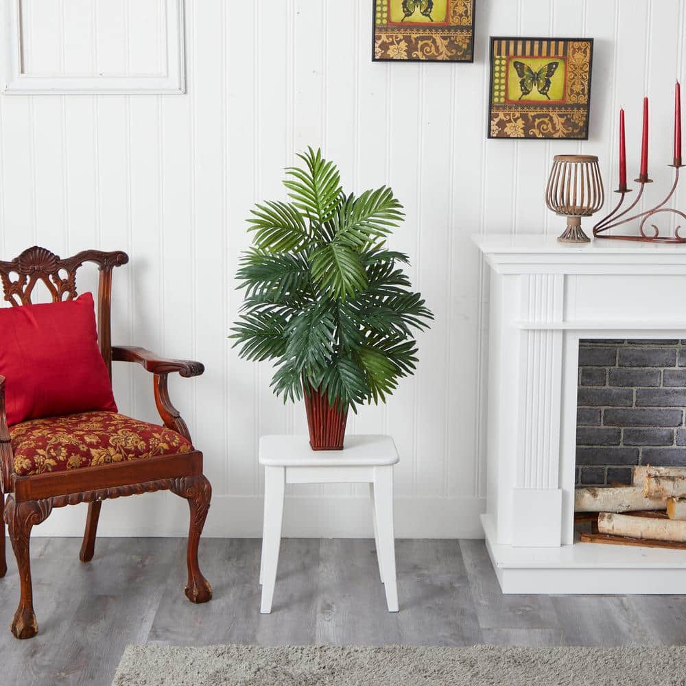 Nearly Natural Areca Palm with Tall Brown Bamboo Vase
