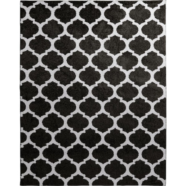 Seyward 8 ft. x 10 ft. Grey Trellis Shag Area Rug