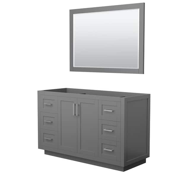 Wyndham Collection Miranda 53.25 in. W x 21.75 in. D x 33 in. H Single Sink Bath Vanity Cabinet without Top in Dark Gray with 46 in. Mirror