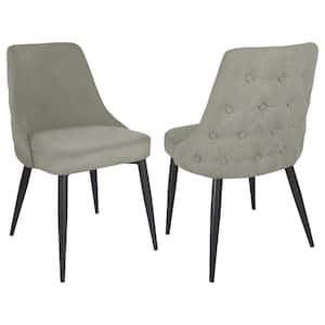 Cosmo Off White Microfiber Upholstered Curved Back Side Chairs Set of 2