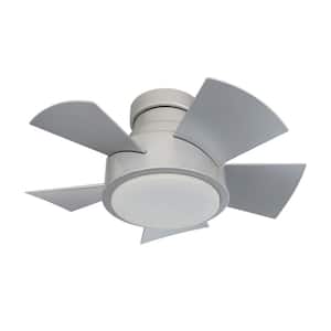Vox 26 in. LED Indoor/Outdoor Titanium Silver 5-Blade Smart Flush Mount Ceiling Fan w/ 3000K Light Kit and Remote