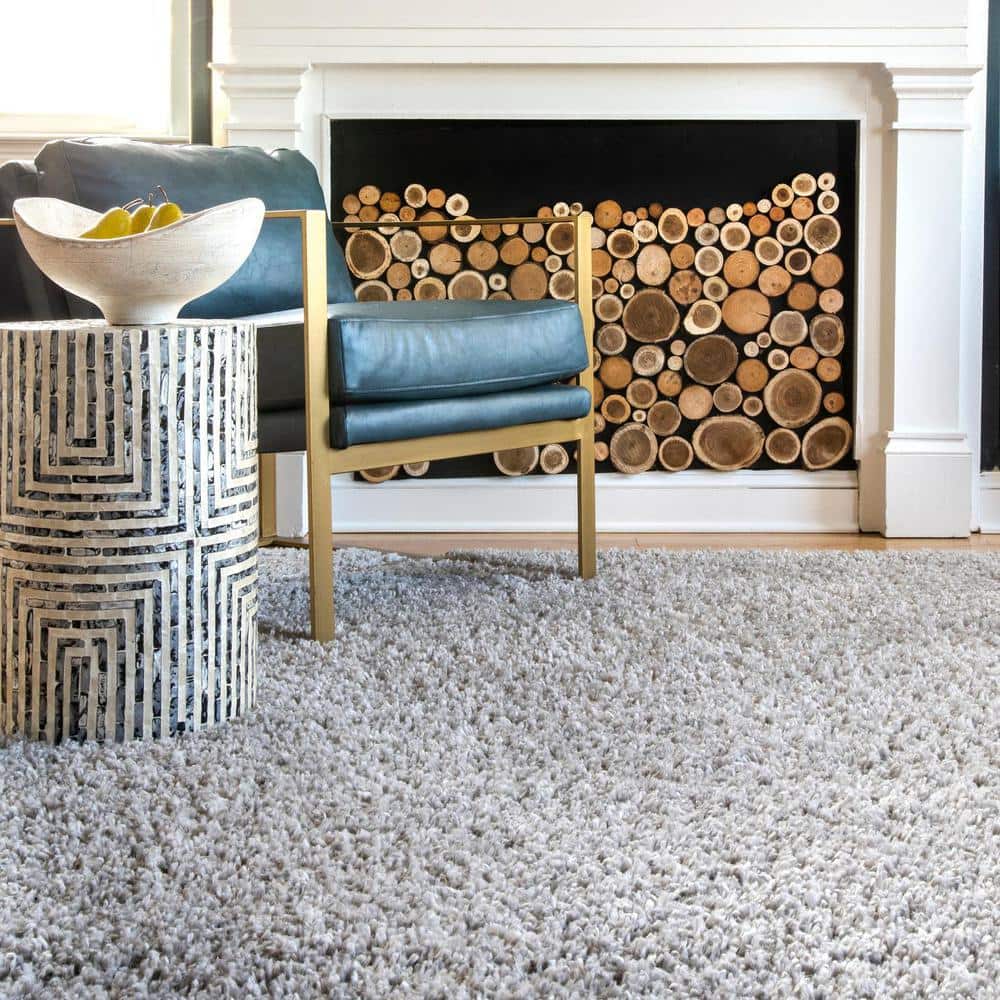 Kara Thick Gray Synthetic Shag Runner Rug 2' 8" x 8'