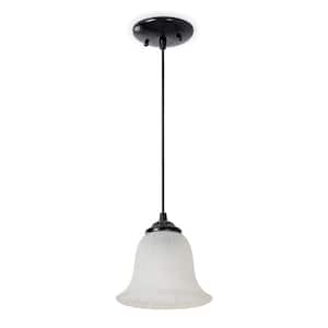 1-Light Black Standard Bell Modern Industrial Pendant Light Fixtures with Frosted Glass Shade for Kitchen Living Bedroom