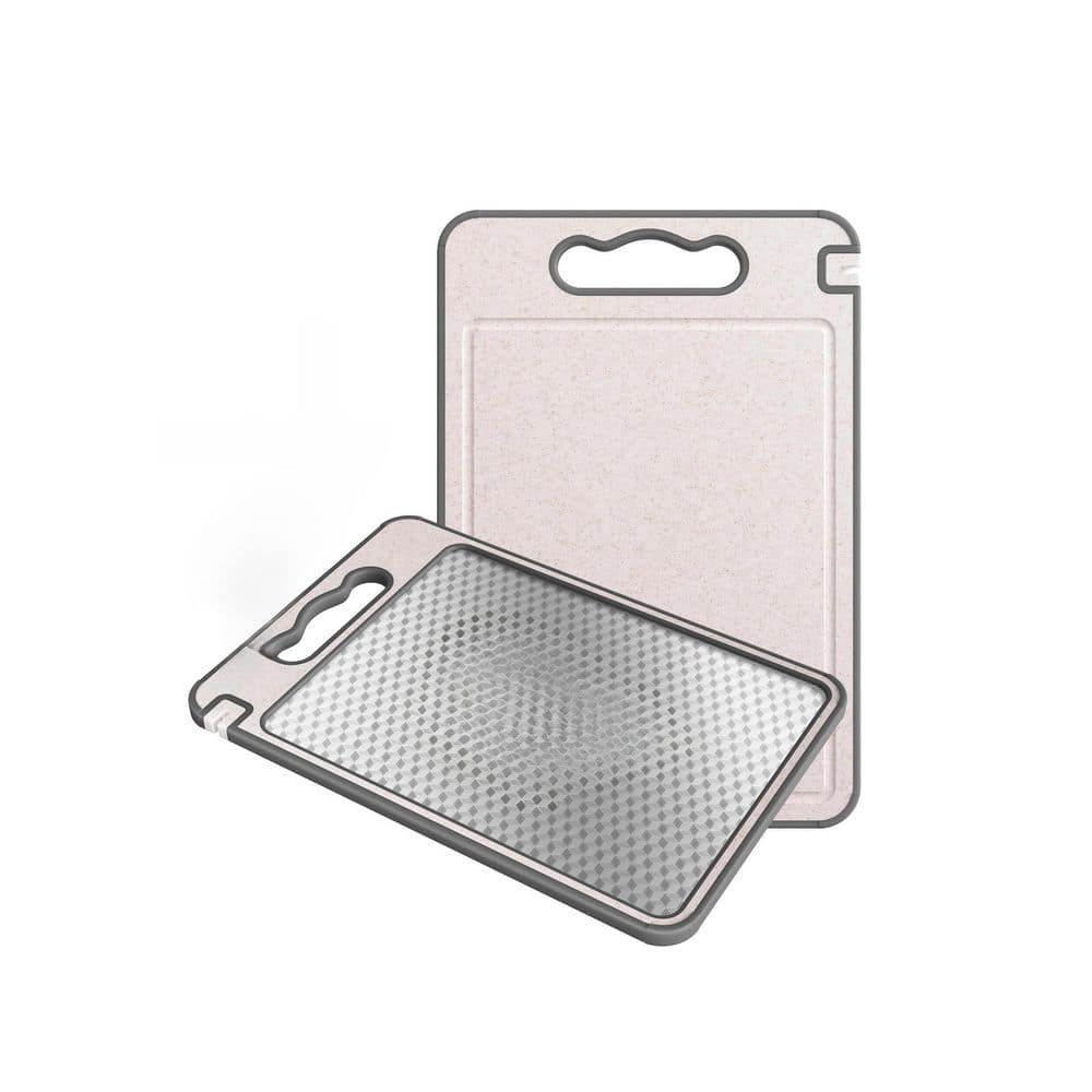 14.37 in. x 9.77 in. Dual - Sided Anti - Scratch Cutting Board with Handle, Knife Sharpener, and Garlic Grater price history on PriceWatchPro