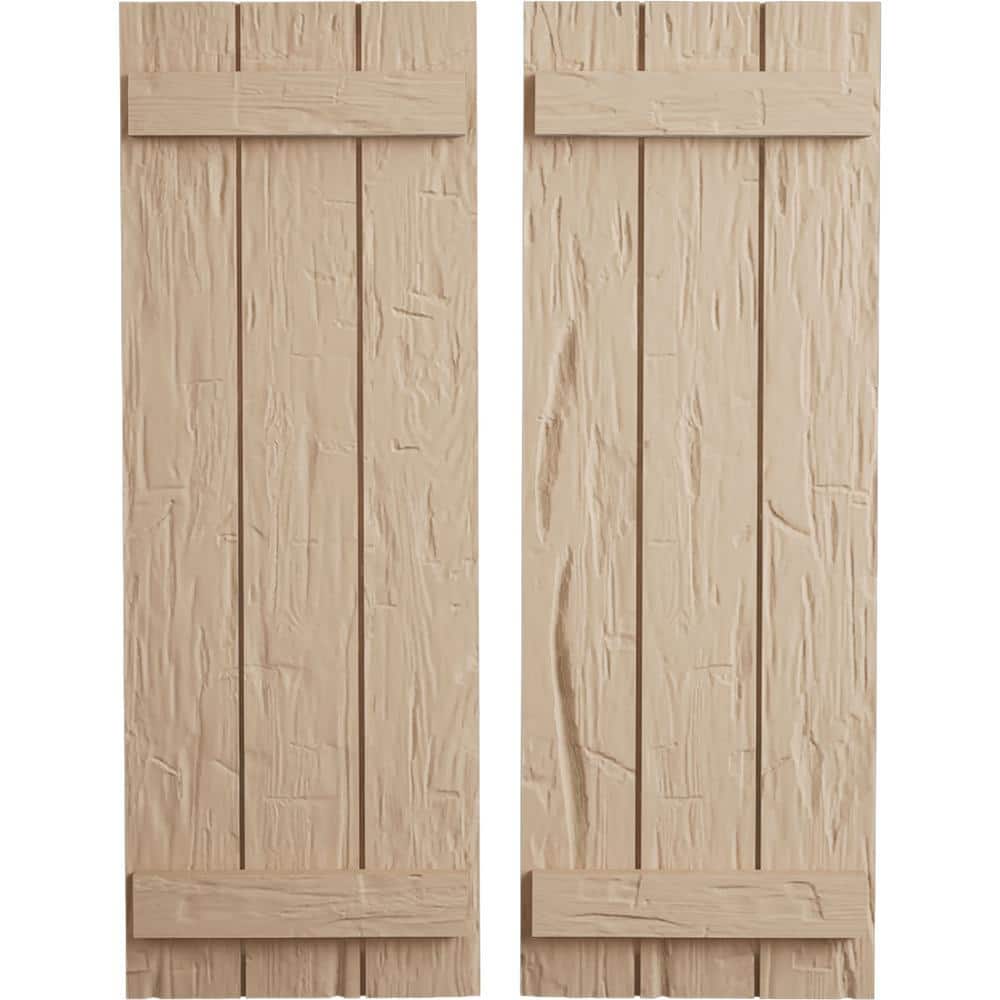 16.5 in. x 34 in. Timberthane Polyurethane 3-Board Joined Board-n-Batten Hand Hewn Faux Wood Shutters Pair price history on PriceWatchPro
