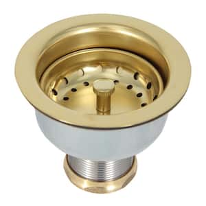 3-1/2 in. Stainless Steel Kitchen Strainer Drain in Polished Brass