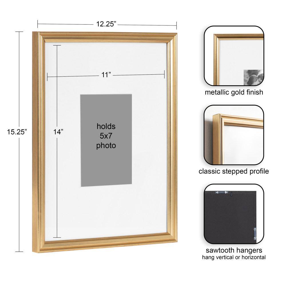 Gold 5x7 Polystyrene Wall Gallery Picture Frame Set