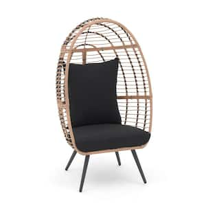 OC Orange Casual Outdoor Indoor Wicker Egg Chair, Black Cushions