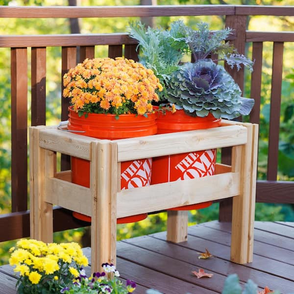 Vigoro 2-Bucket Natural Wood Cedar Rectangle Elevated Garden