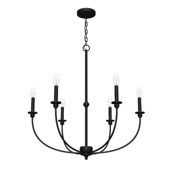 Southcrest 6-Light Matte Black Candlestick Chandelier