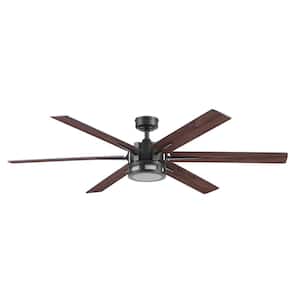 Kaliza 60 in. Indoor/Outdoor Black Modern Color Changing LED Ceiling Fan with Remote Control