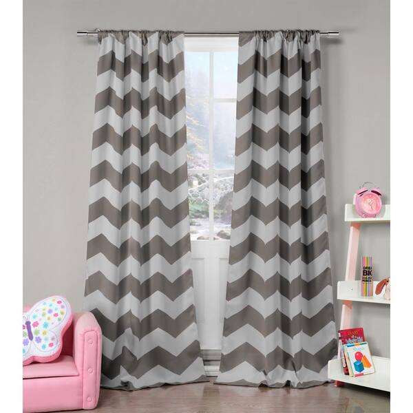 DUCK RIVER TEXTILE Grey Striped Thermal Blackout Curtain - 39 in. W x 84 in. L (Set of 2)