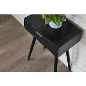Amerlin Charcoal Black 1-Drawer Wood Nightstand (18 in W. X 26 in H.)
