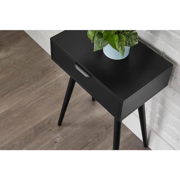 StyleWell Amerlin Charcoal Black 1-Drawer Wood Nightstand (18 in W. X 26 in H.)